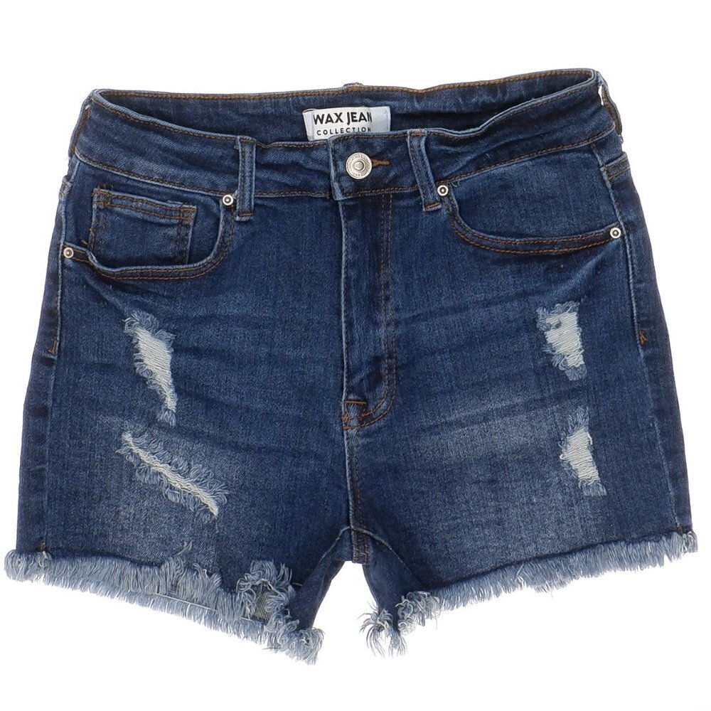 Wax Jean Shorts Junior Size L High Rise Distressed Super Stretch W28
